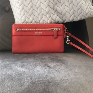 Red Coach hand clutch wallet